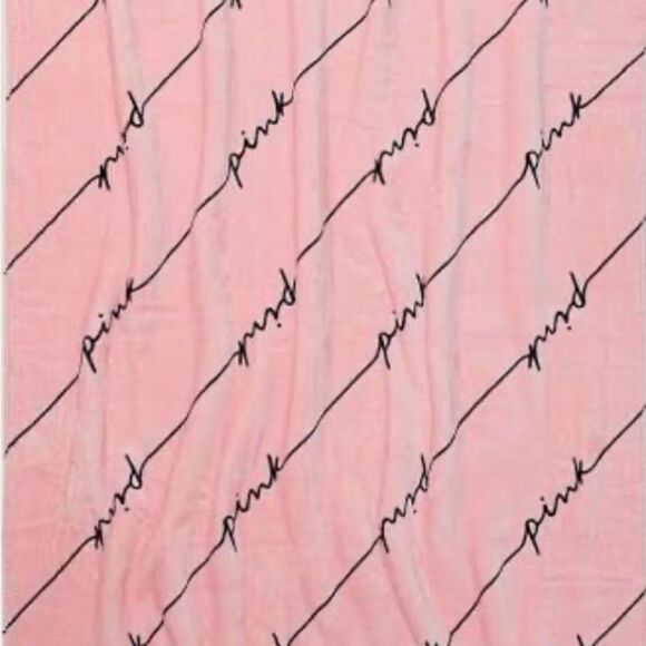 Twin VS pink throw blanket pink/script logo nwt/nip - Picture 2 of 5